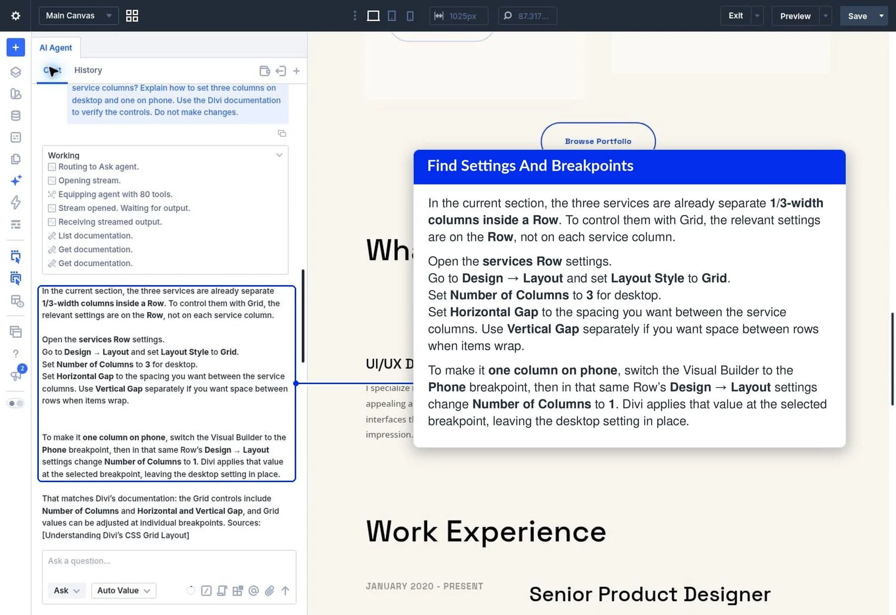 Ask explaining where to set Grid columns and gaps for the services row
