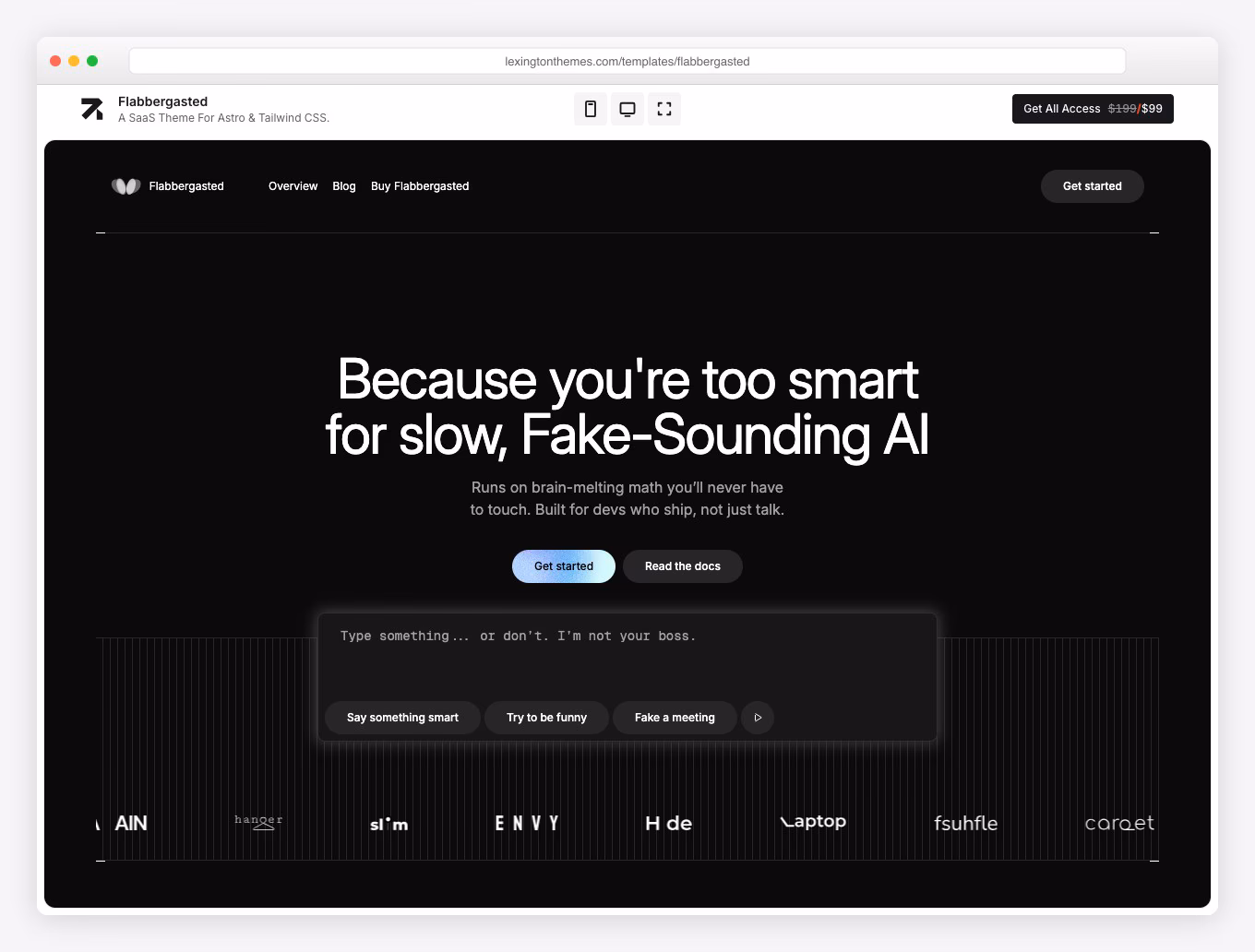 Flabbergasted - Dark Mode Astro SaaS Template with Brutalist Design, 44 Pages, and 100+ Sections
