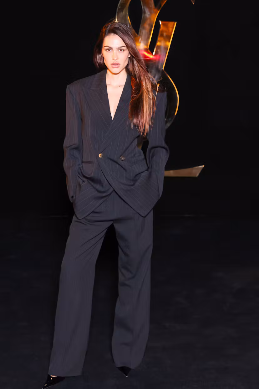 PARIS, FRANCE - SEPTEMBER 29: Amelia Gray Hamlin attends the Saint Laurent Womenswear Spring/Summer ...