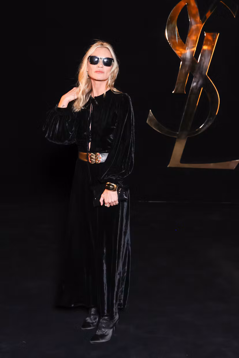 PARIS, FRANCE - SEPTEMBER 29: Kate Moss attends the Saint Laurent Womenswear Spring/Summer 2027 show...