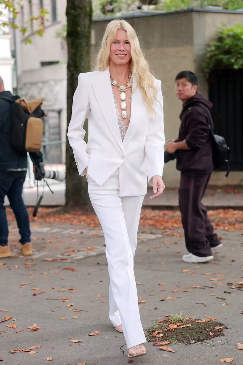 PARIS, FRANCE - OCTOBER 01: Claudia Schiffer attends the Chloé Womenswear Spring/Summer 2027 show as...