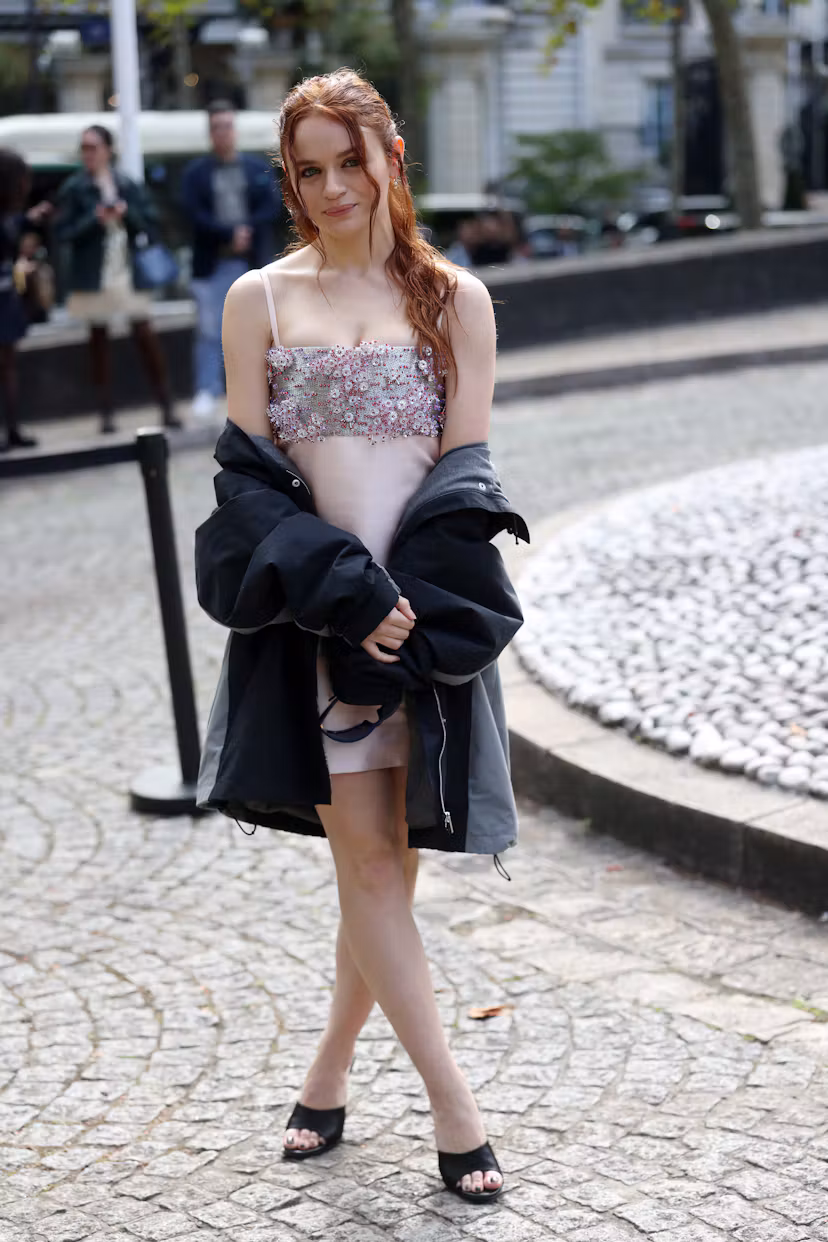PARIS, FRANCE - OCTOBER 04: Joey King attends Miu Miu during Day Seven of Paris Fashion Week - Women...