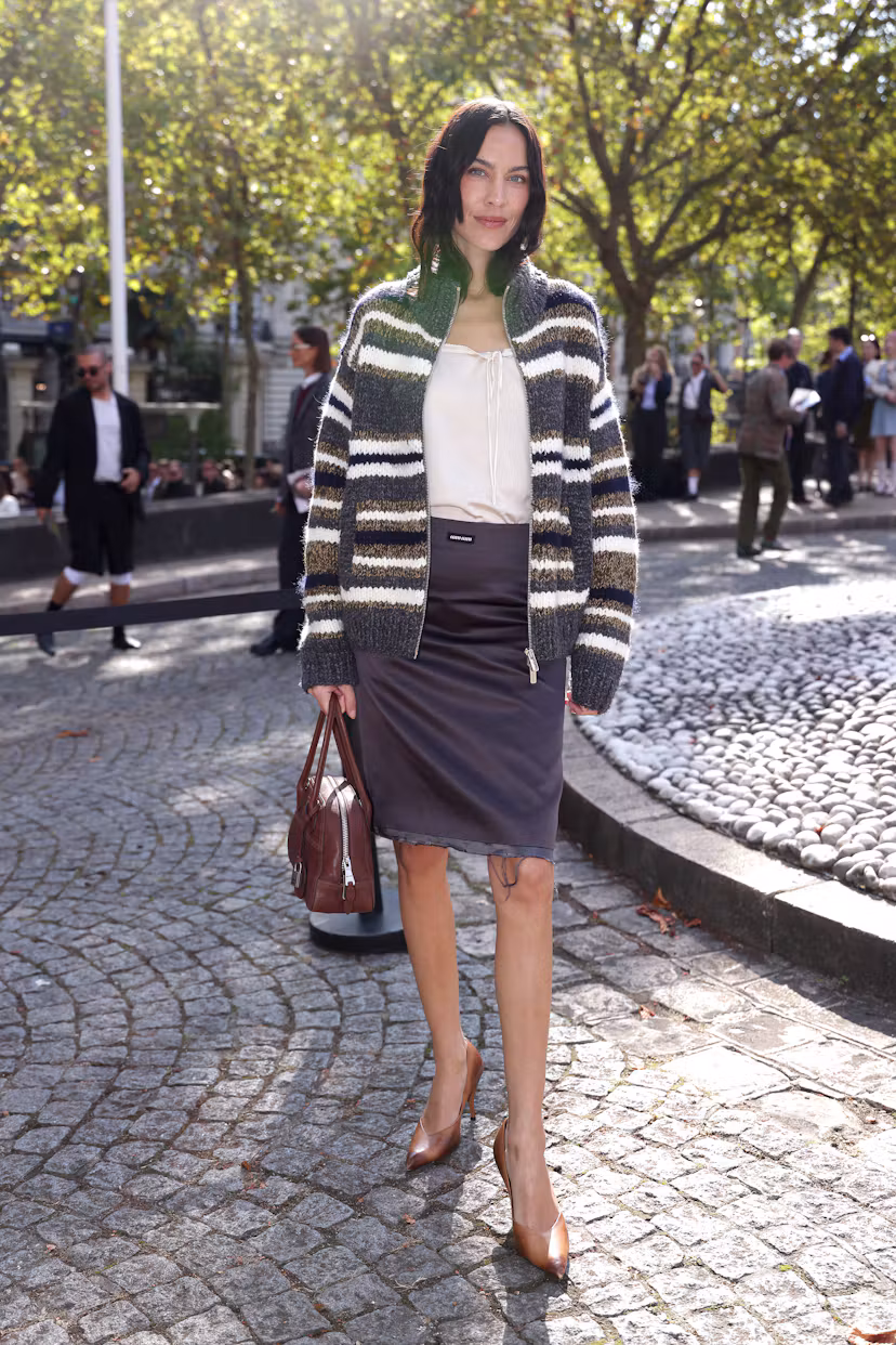 PARIS, FRANCE - OCTOBER 04: Alexa Chung attends the Miu Miu Womenswear Spring/Summer 2027 show as pa...