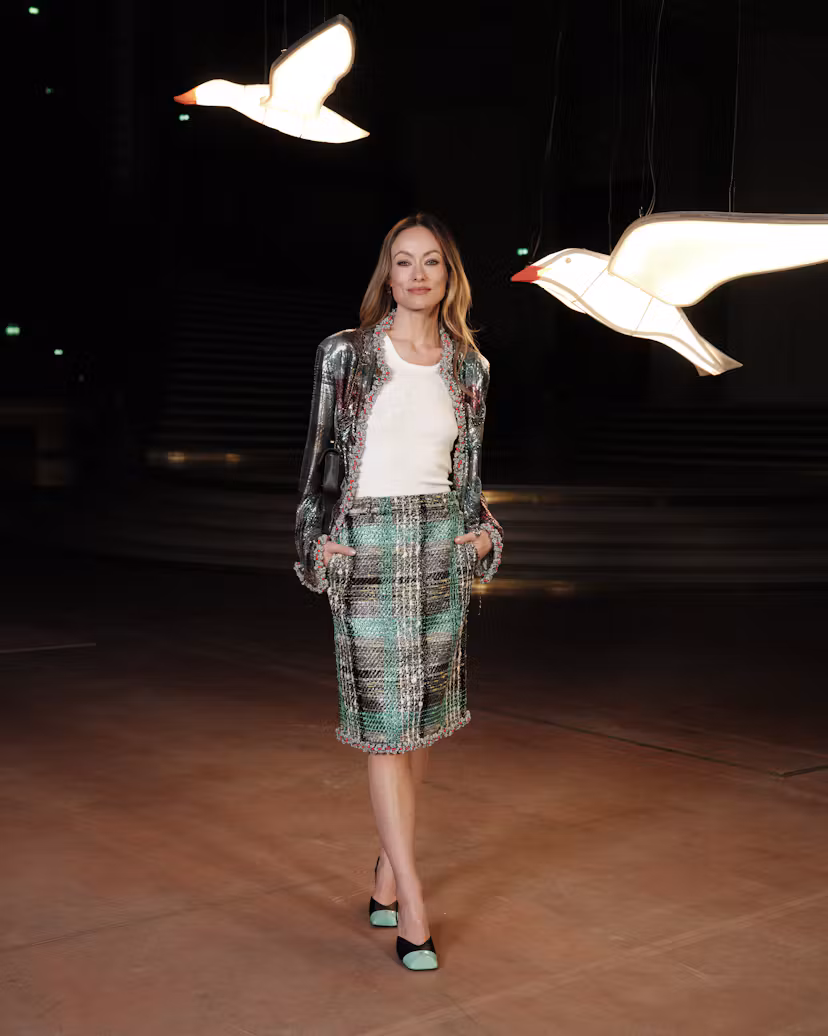 PARIS, FRANCE - OCTOBER 05: Olivia Wilde attends the Chanel Womenswear Spring/Summer 2027 show as pa...
