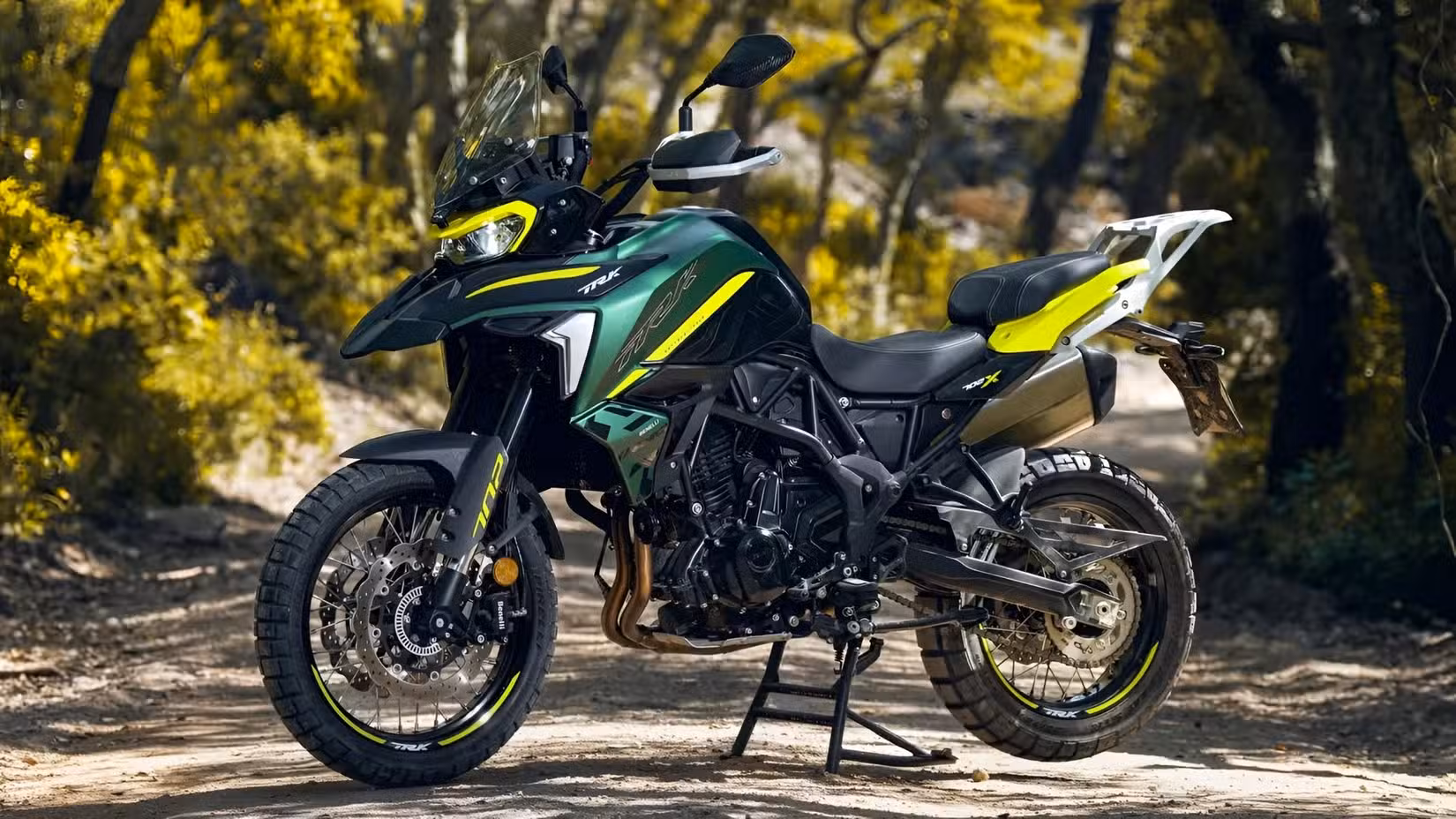 2026 Benelli TRK 702X parked on tarmac front third quarter view