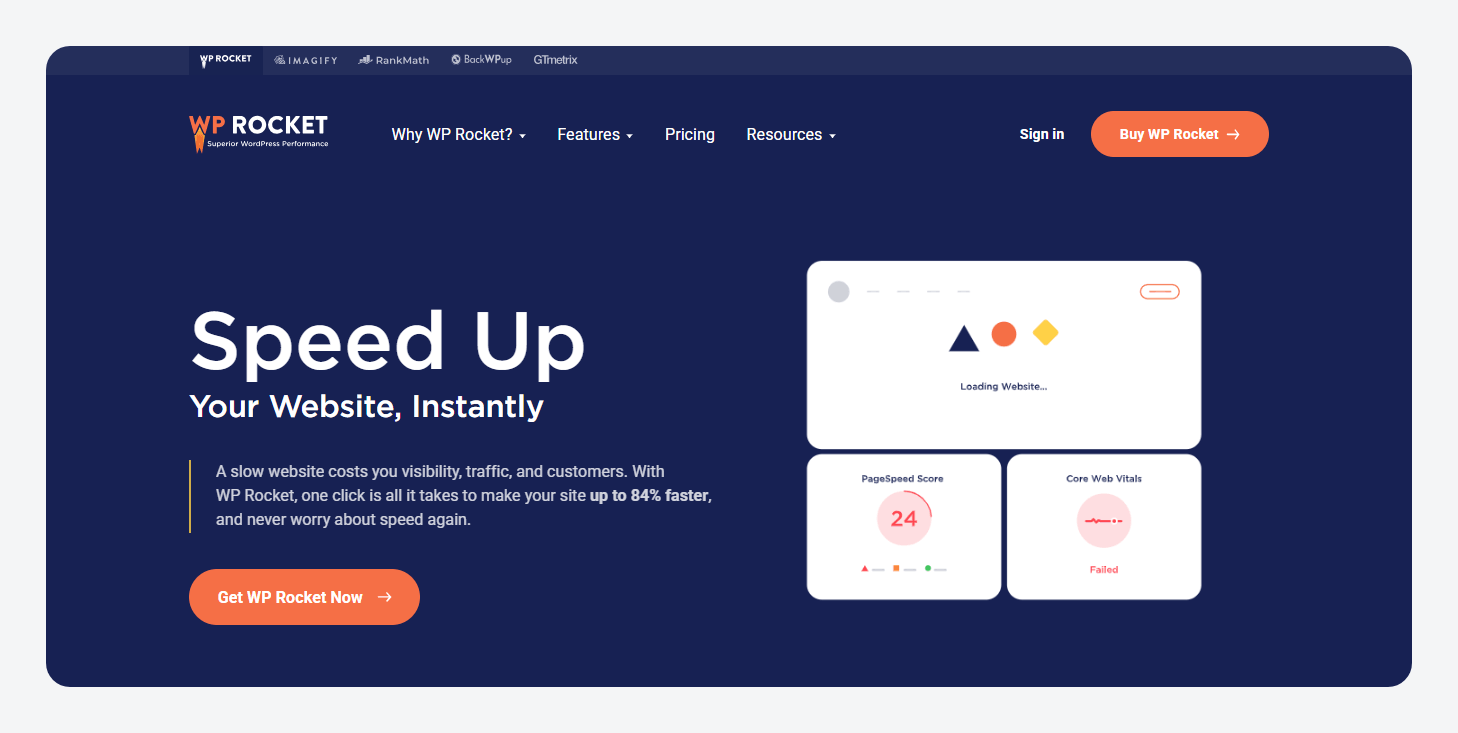 WP Rocket’s homepage.