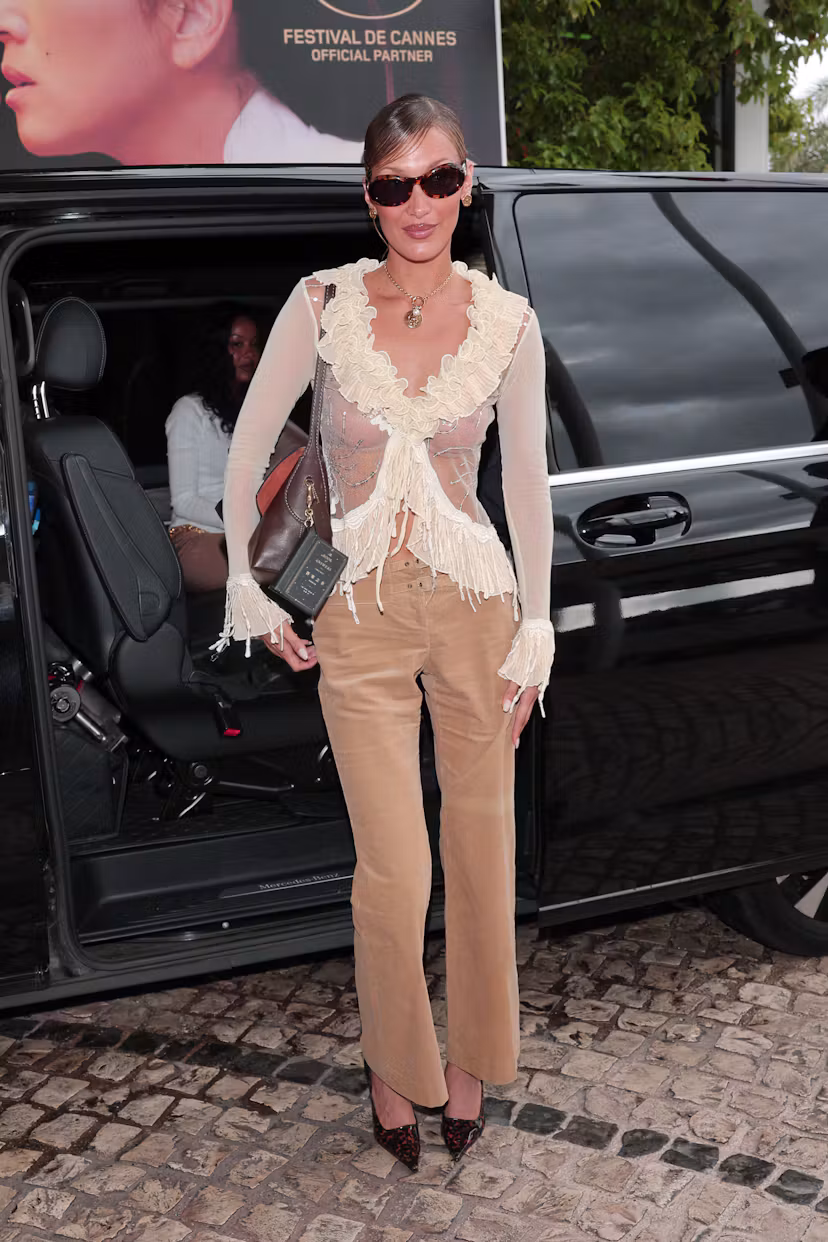 Bella Hadid is seen at Hotel Martinez during the 79th annual Cannes Film Festival on May 18, 2026 in...