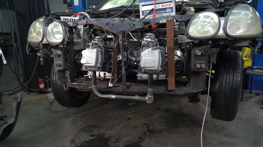 Four combustion engines in a car
