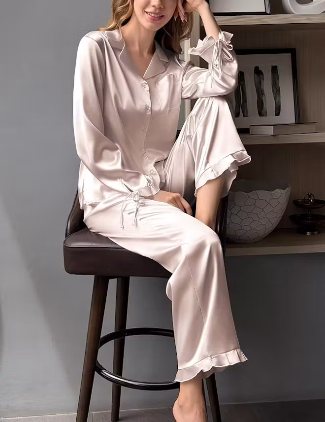 Ekouaer Satin Pajama Set 