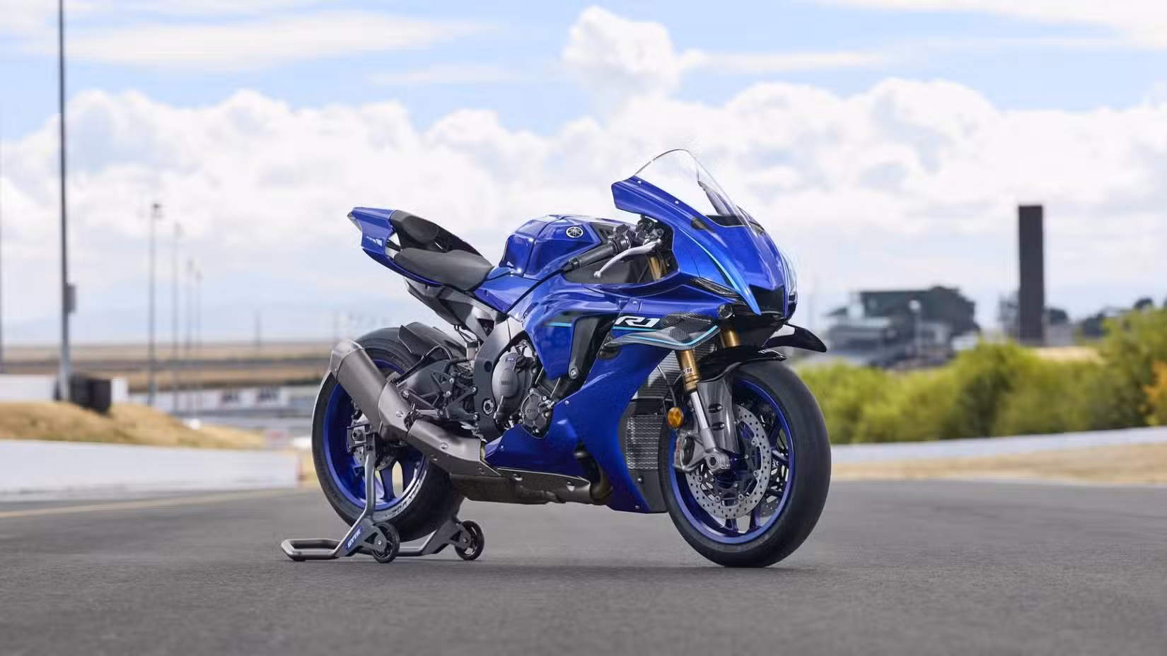Static shot of a Yamaha YZF-R1 at the track