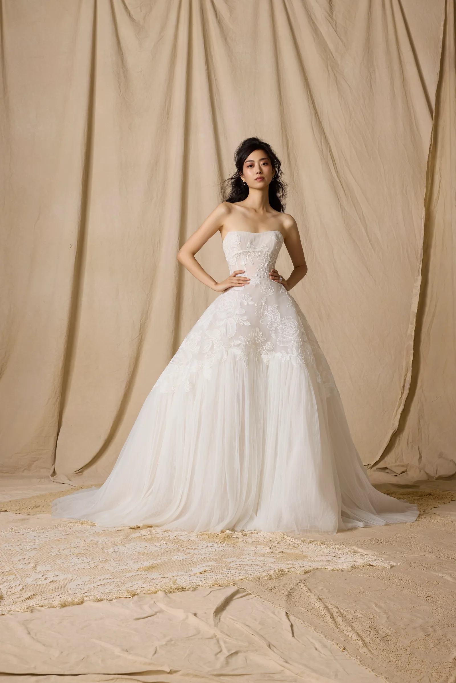 Image may contain Yūga Yamato Clothing Dress Fashion Formal Wear Gown Wedding and Wedding Gown