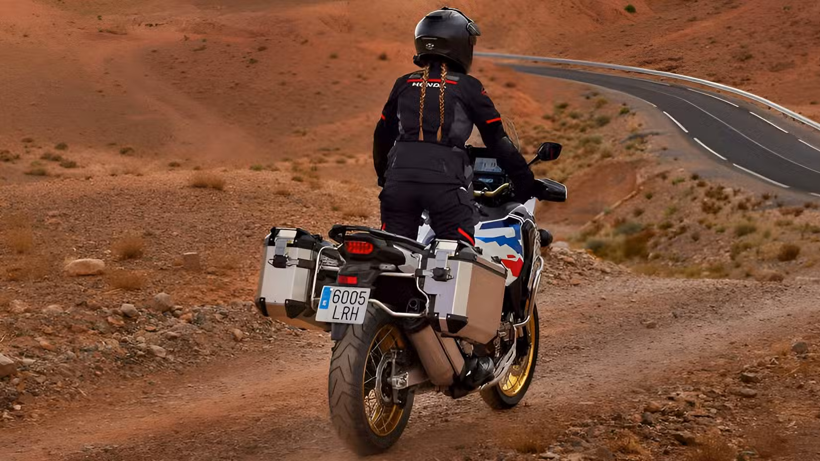 2026 Honda Africa Twin Adventure Sports ES off-roading rear front third quarter view