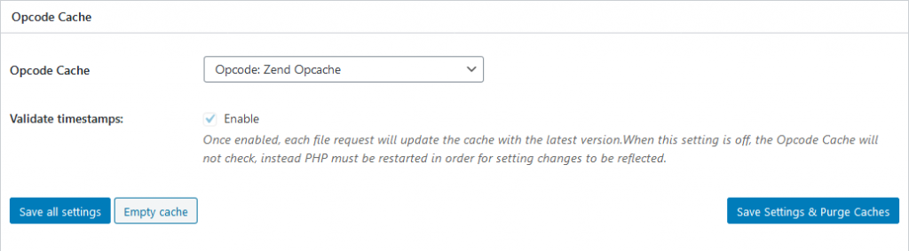 Opcode Cache control in W3 Total Cache