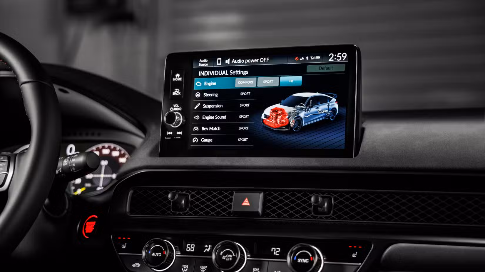 2027 Honda Civic Type R interior shot showing dash
