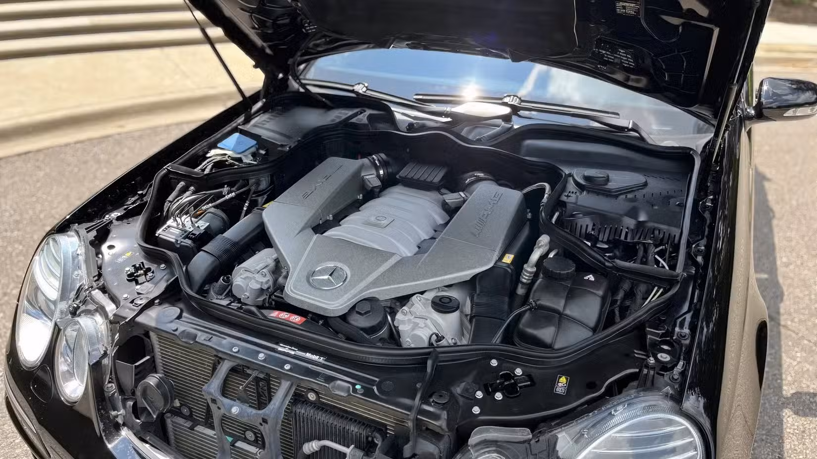 2009 Mercedes AMG E63 engine close-up