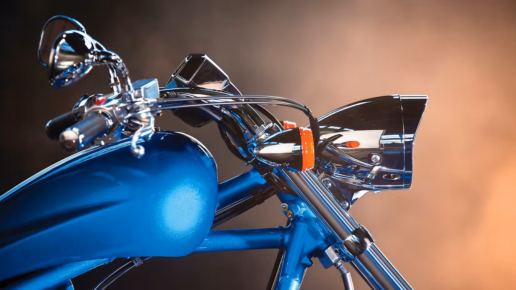 Closeup of the fuel tank and headlight of the 2010 Honda Fury