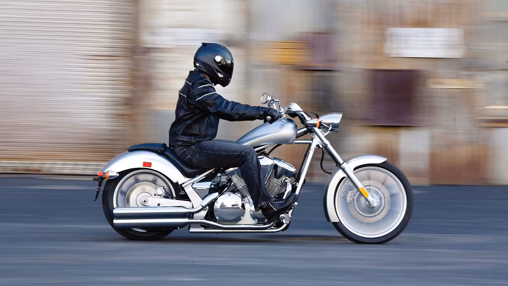 Rider accelerating on a Honda Fury