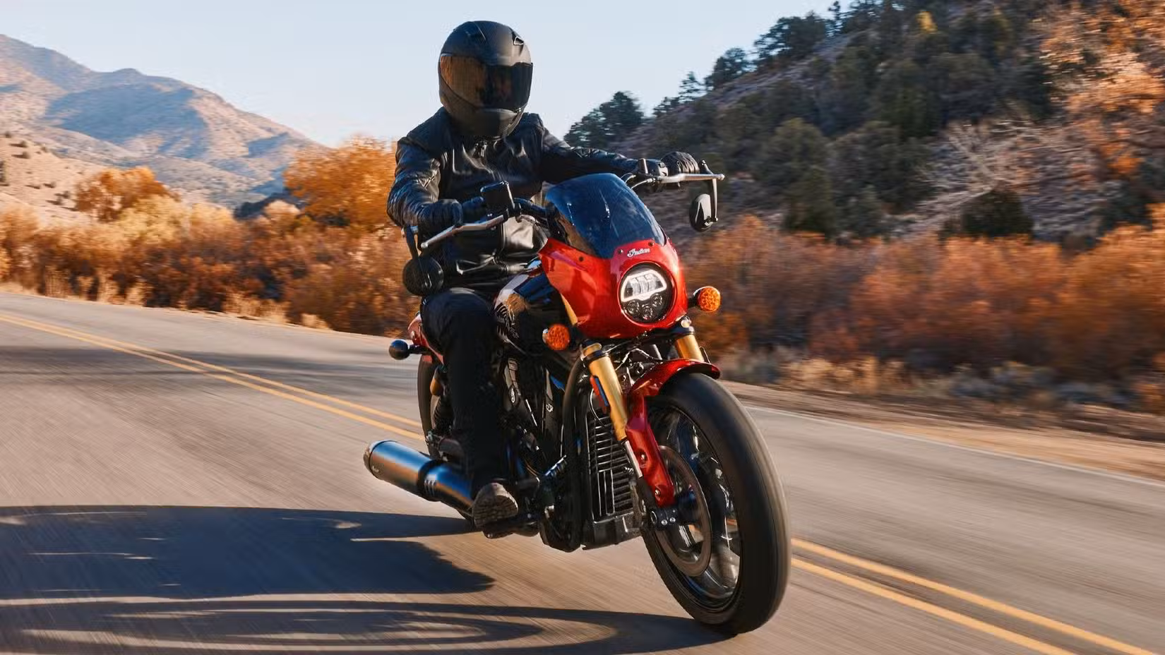 Indian 101 Scout riding on the open road