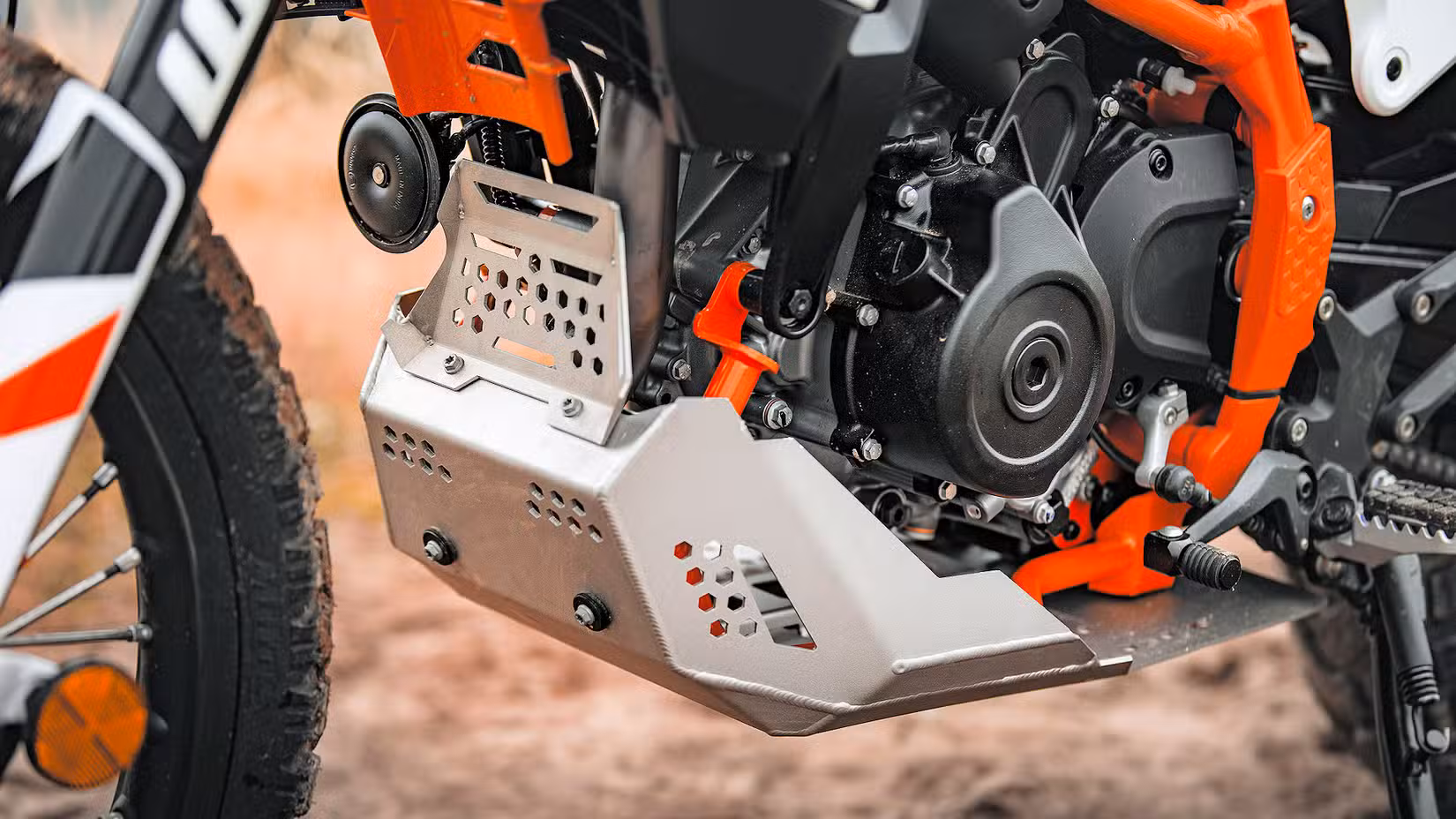 2025 KTM 390 Adventure R skid plate close-up detail