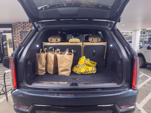 Cadillac Escalade IQ trunk full of stuff