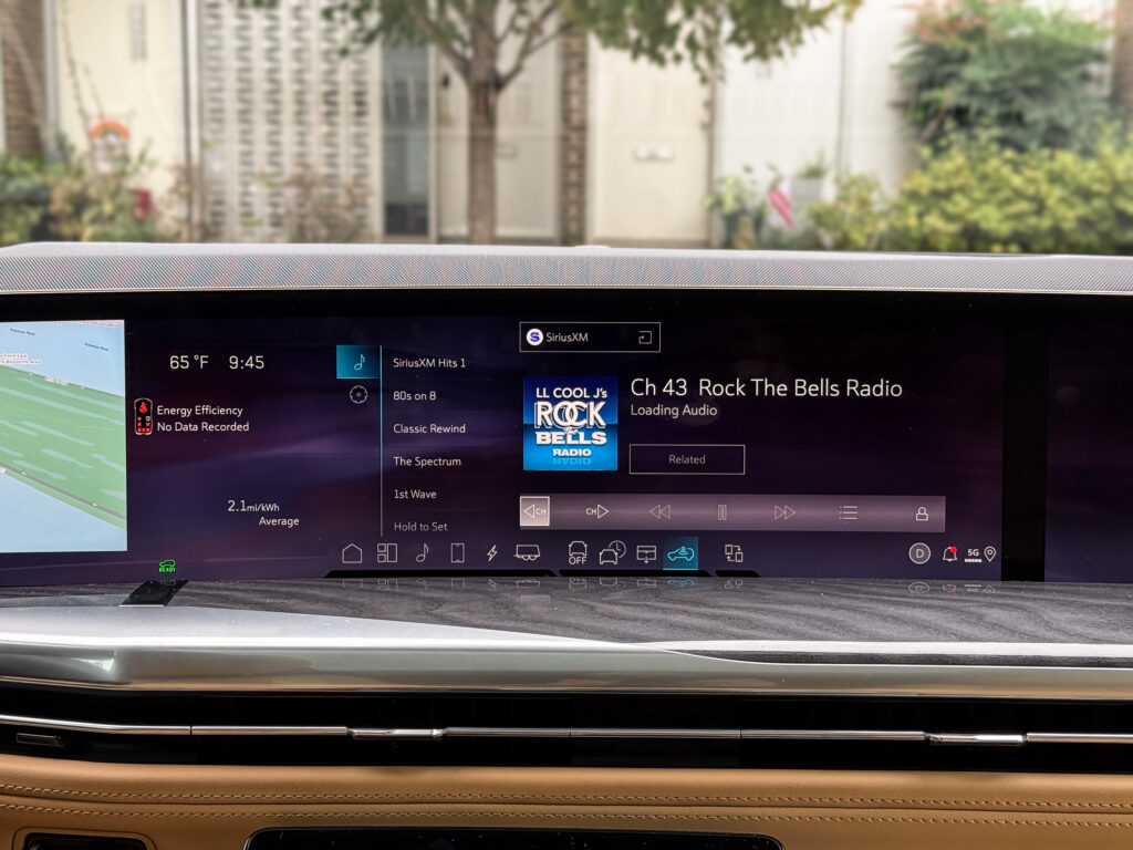 Cadillac Escalade IQ infotainment showing Sirius XM