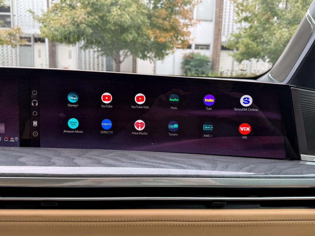 Cadillac Escalade IQ passenger screen showing apps