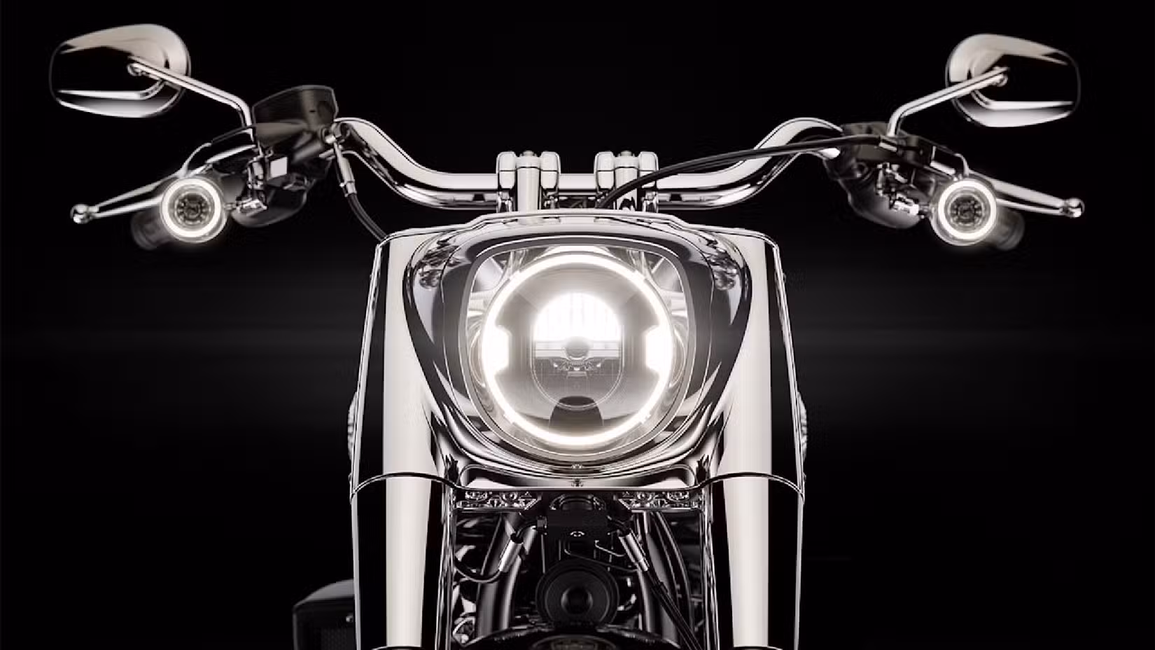 Close-up shot of 2026 Harley Davidson Fat Boy headlight