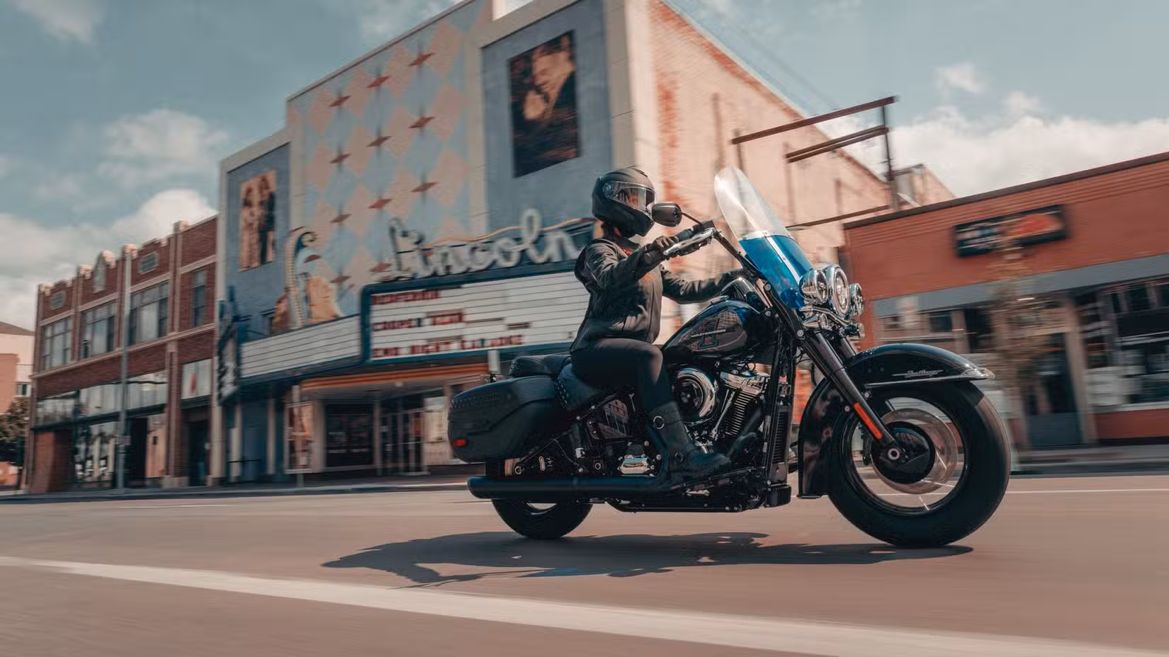 Action shot of a 2026 Harley-Davidson Heritage Classic Liberty Edition