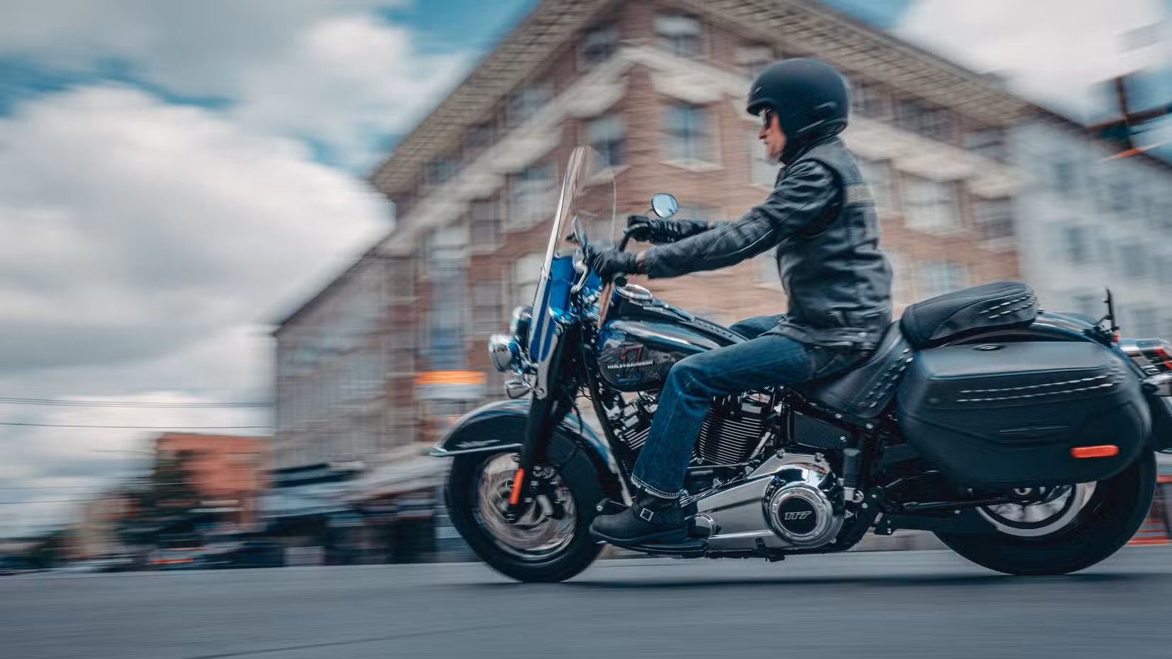 A 2026 Harley-Davidson Heritage Classic Liberty Edition cruising around town