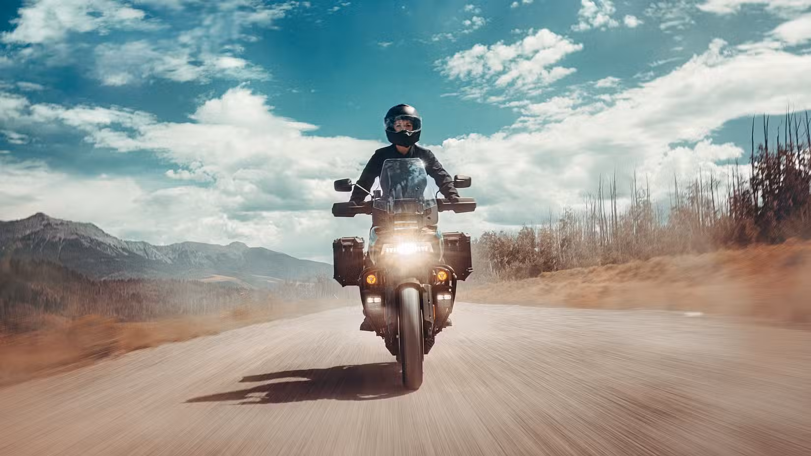 Front driving Shot of 2026 Harley-Davidson Pan America 1250 Limited