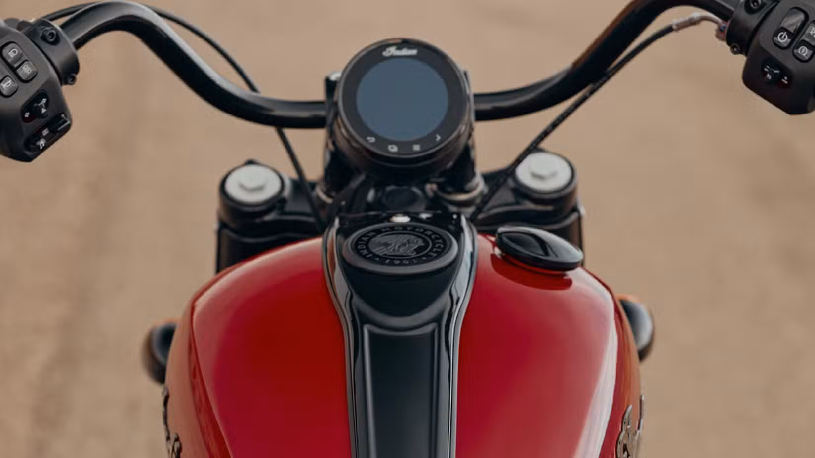 Rider's POV of the 2026 indian Chief Vintage digital dial