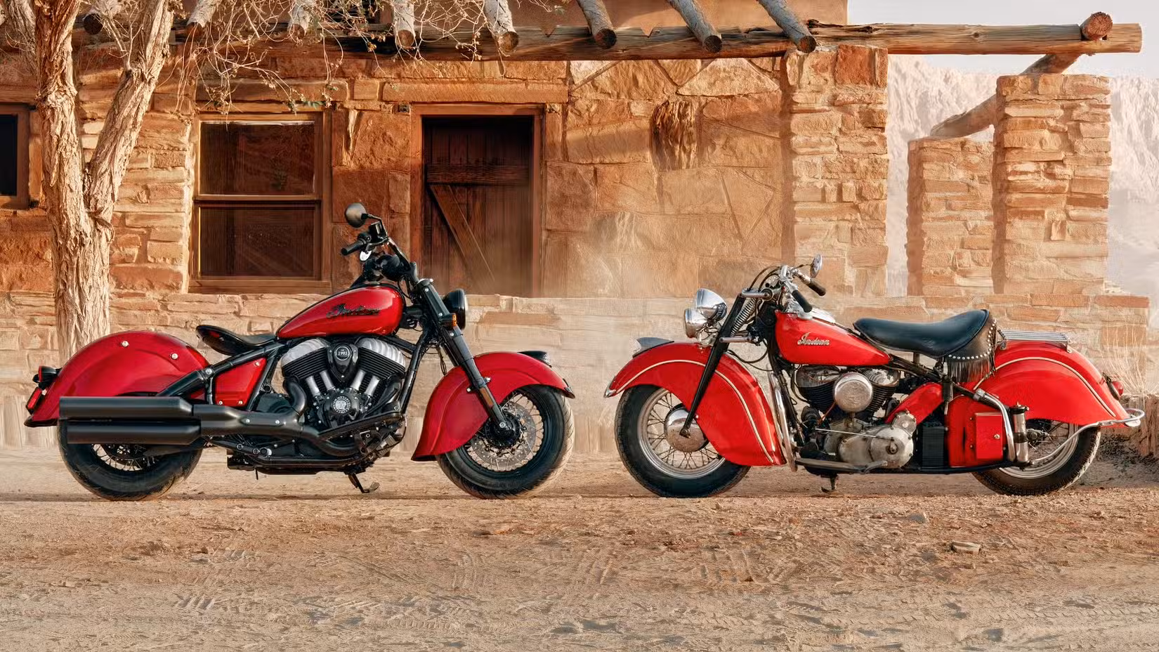 2026 Indian Chief Vintage Old And New parked side-by-side