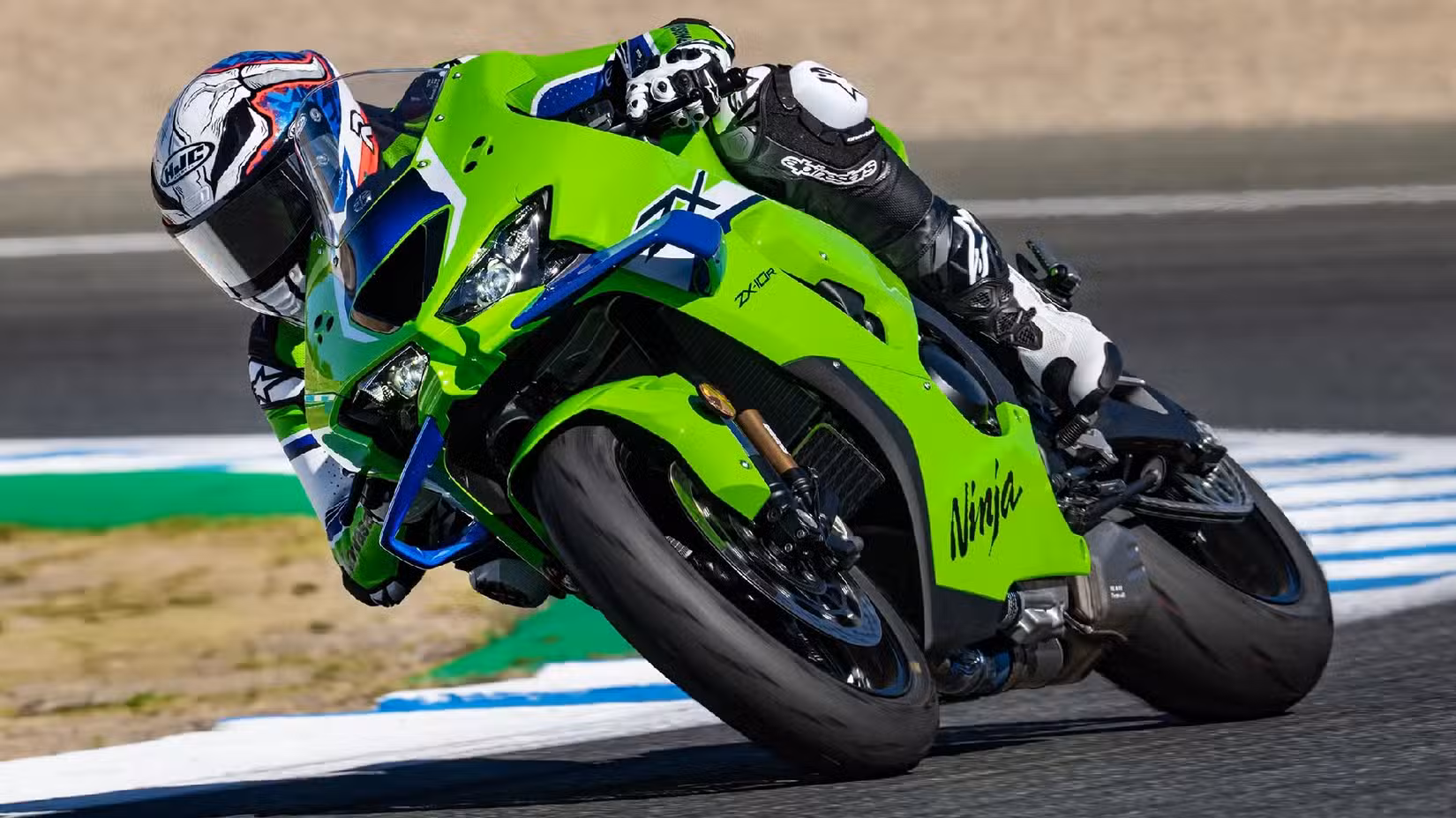 Kawasaki Ninja ZX-10R Cornering on a racetrack
