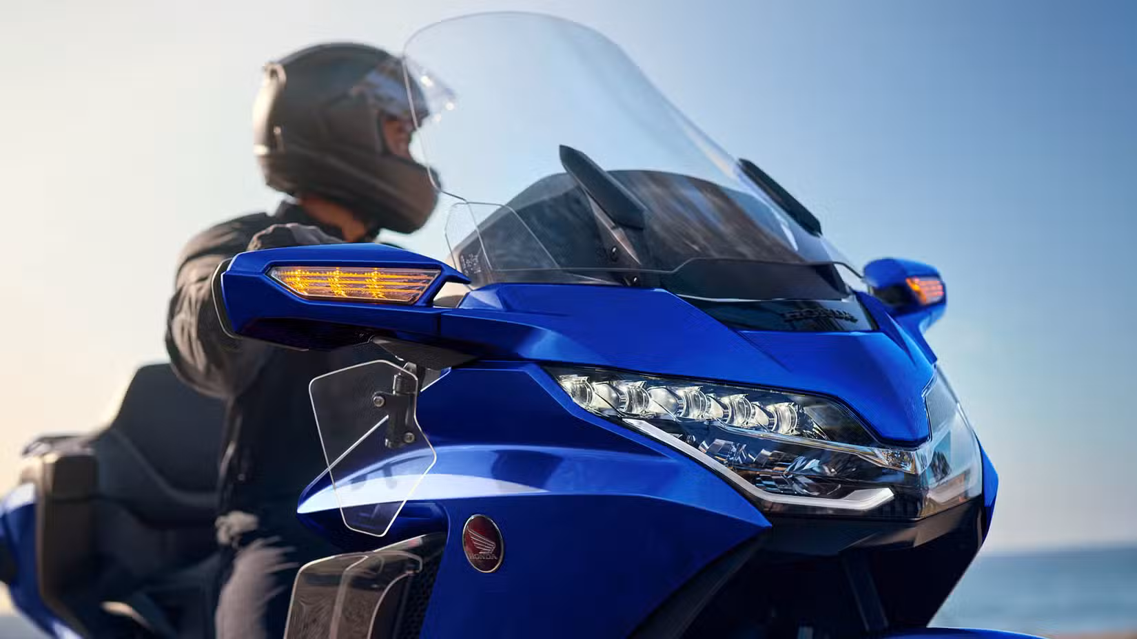 Blue 2027 Honda Gold Wing Tour fairing close-up detail