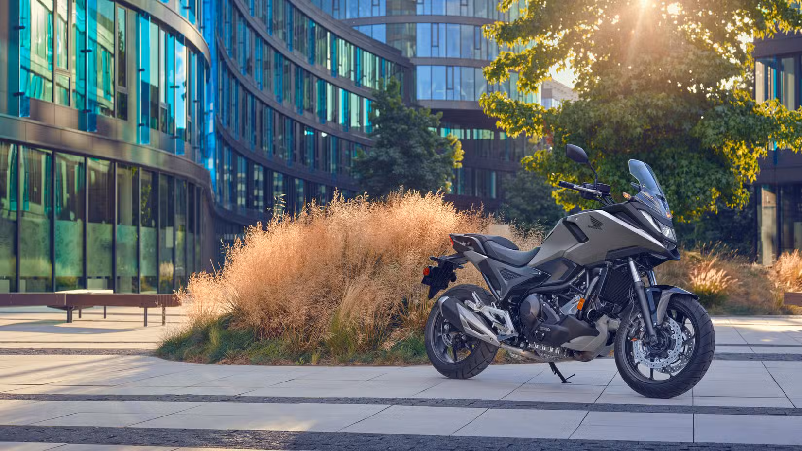 2027 Honda NC750X DCT beauty shot in the city