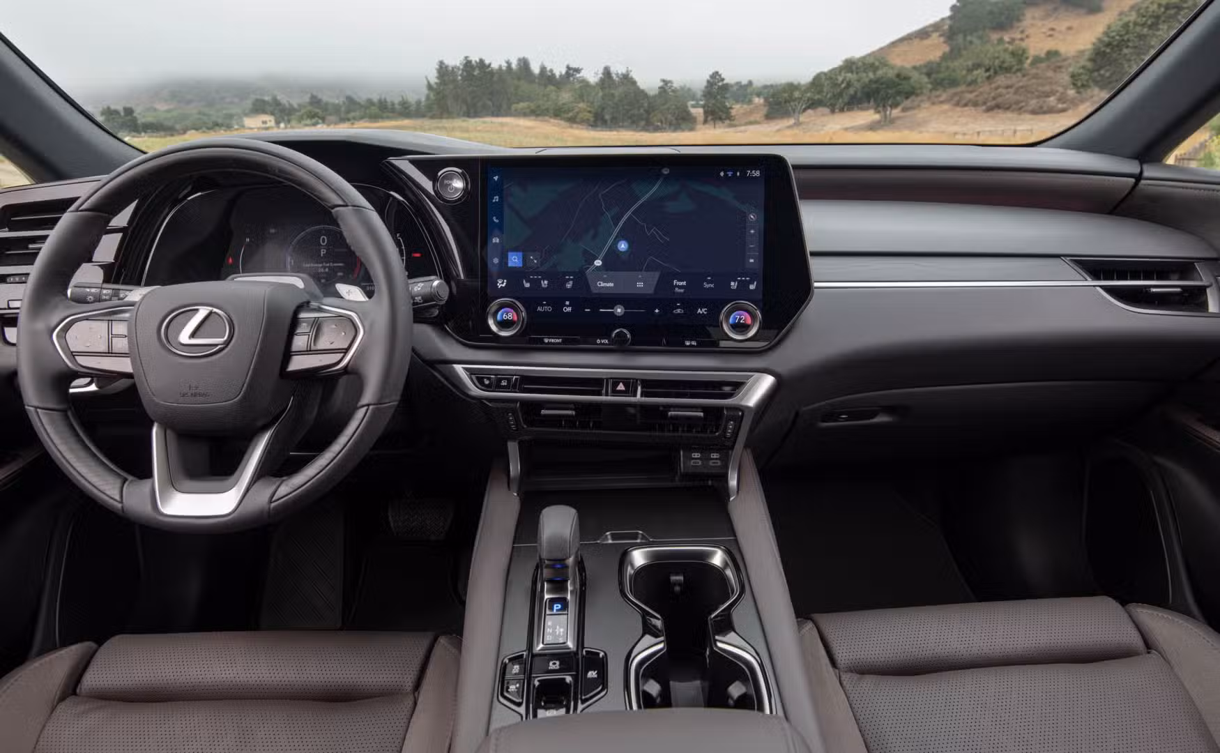 2027 Lexus RX 350h interior shot showing dash
