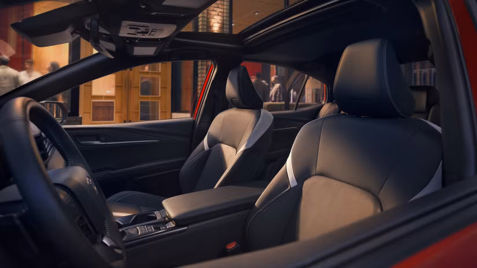 2027 Toyota Camry Nightshade interior shot showing front seats