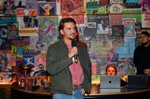 LAS VEGAS, NEVADA - OCTOBER 04: Luke Grimes speaks during the CBS 