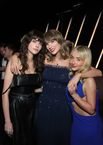 LOS ANGELES, CALIFORNIA - OCTOBER 17: EDITORIAL USE ONLY. NO STANDALONE PUBLICATION USE (NO SPECIAL INTEREST OR SINGLE ARTIST PUBLICATION USE; NO BOOK USE) (L-R) Cara Delevingne, Taylor Swift, and Sabrina Carpenter attend the Academy Museum 6th Annual Gala in Partnership with Rolex at Academy Museum of Motion Pictures on October 17, 2026 in Los Angeles, California. (Photo by Stefanie Keenan/Oscars/Getty Images for Academy Museum Foundation)