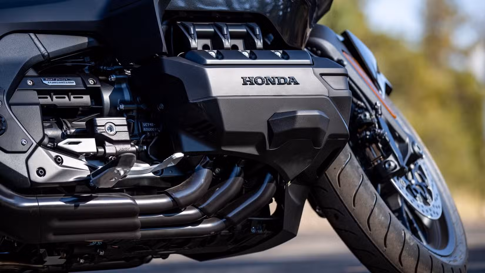 2020 Honda Gold Wing boxer six-cylinder engine close-up shot