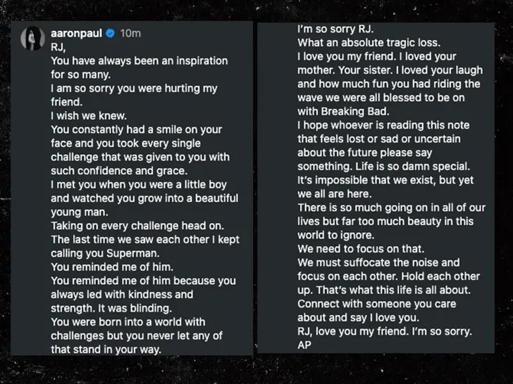 aaron paul comment on rj mitte