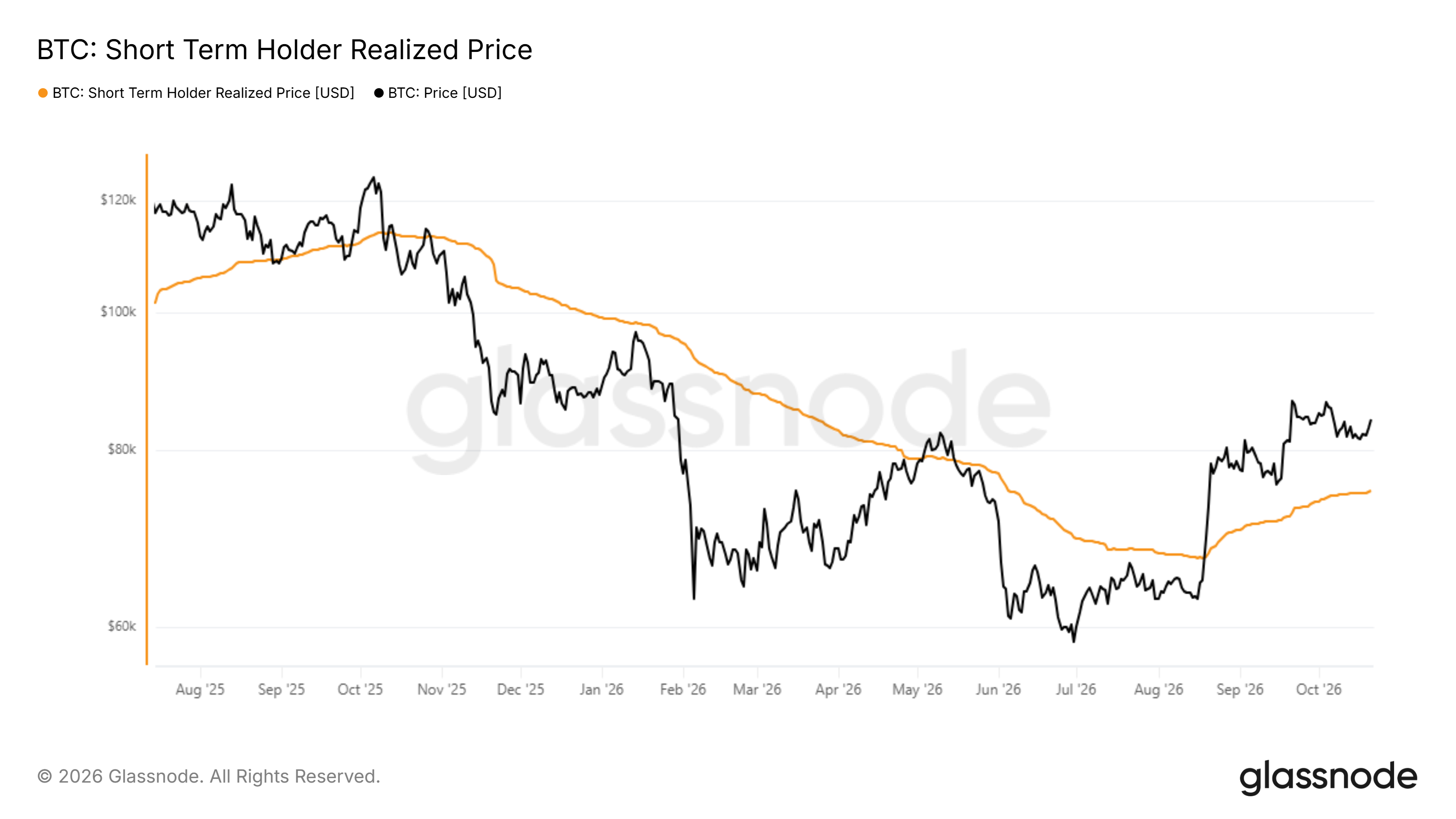 Bitcoin price and STH realized price