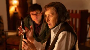 L-R: Alden Ehrenreich and Helen Mirren in 'A Talent for Murder'