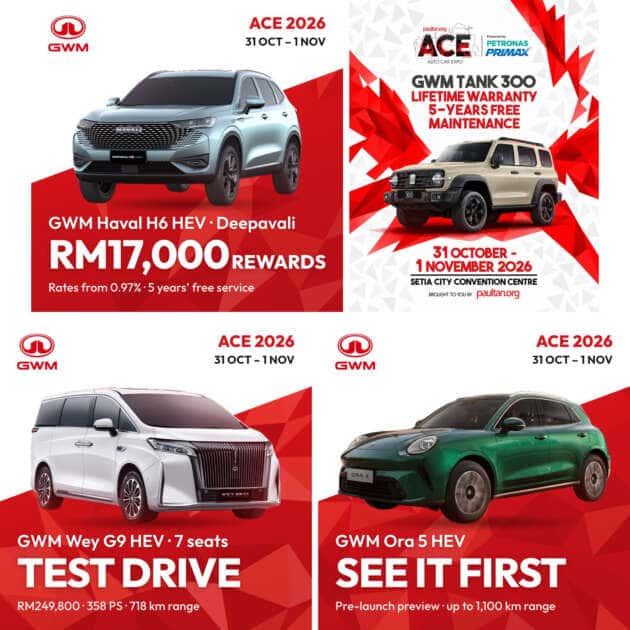 GWM Haval H6 HEV RM17,000 rewards, Tank 300 lifetime warranty, Wey G9 HEV test drive and Ora 5 HEV preview at ACE 2026