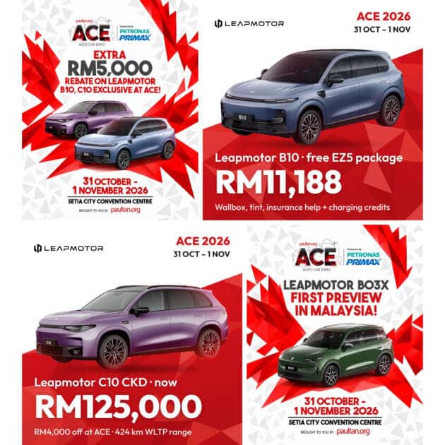 Leapmotor extra RM5,000 rebate on B10 and C10, B10 EZ5 package, C10 at RM125,000 and B03X preview at ACE 2026