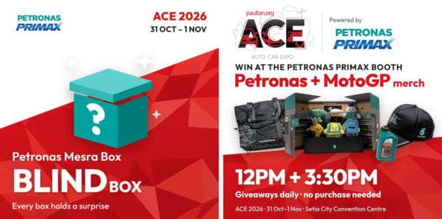 Petronas Mesra blind box and Petronas plus MotoGP merchandise giveaways at ACE 2026