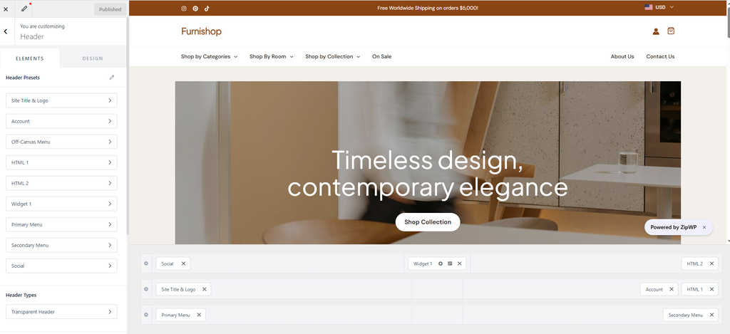 astra header builder