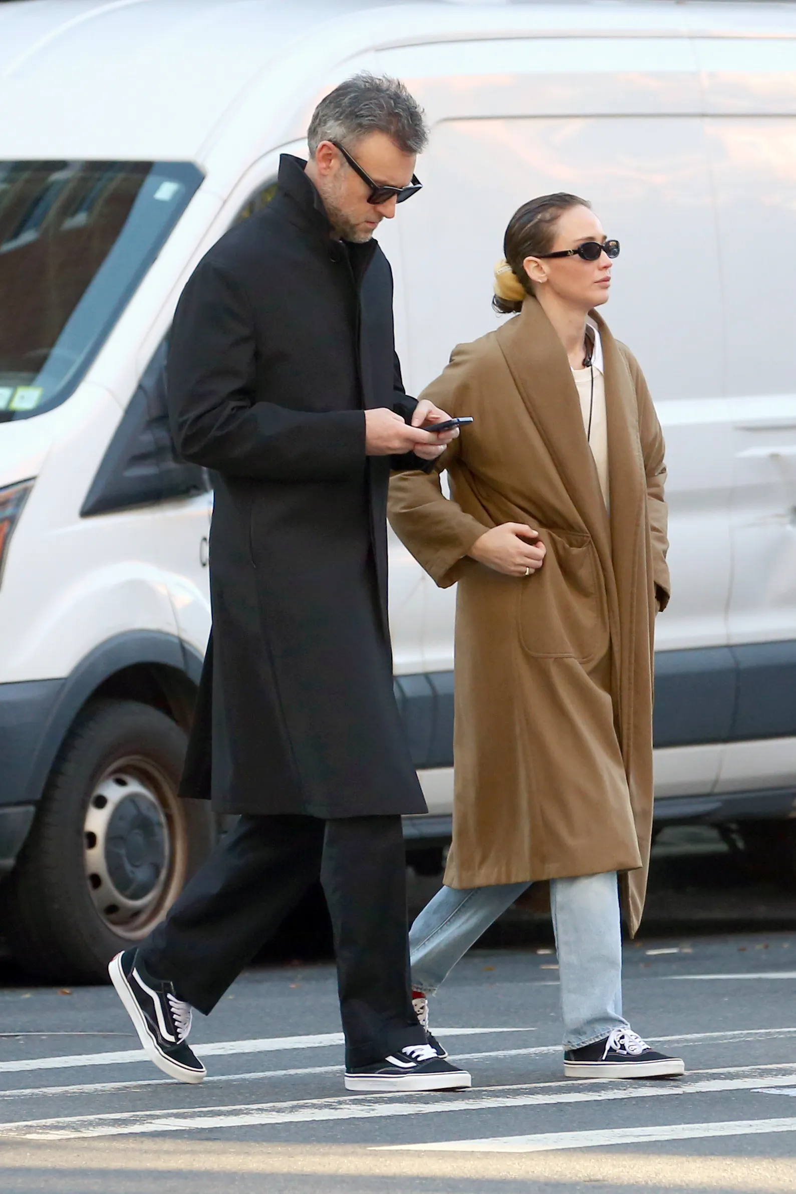 EXCLUSIVE Jennifer Lawrence and her husband Cooke Maroney enjoy an Autumn stroll in matching shoes one day before...