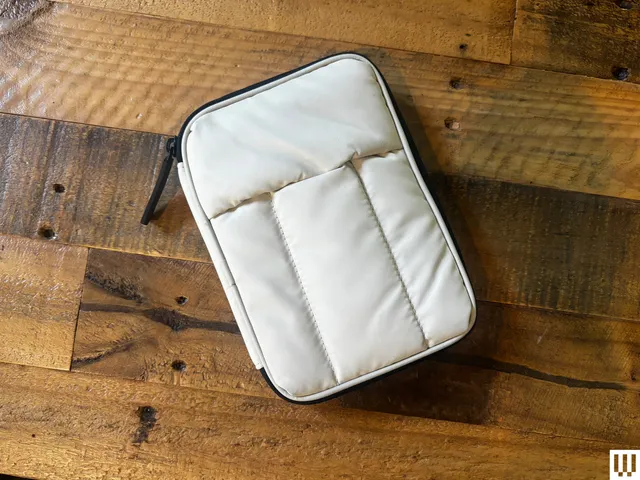 Small white zippered pouch