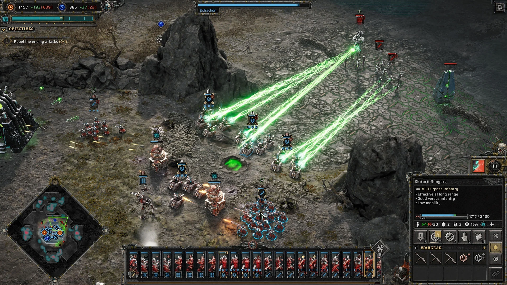 Defending against a Necron assault in Dawn of War 4